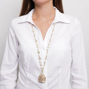 Collana in Metallo campana grande pendente con perle