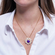 Collana in Metallo fiore con cristallo viola