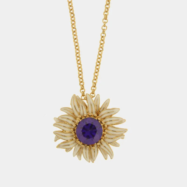 Collana in Metallo fiore con cristallo viola - BYSIMON gioielli