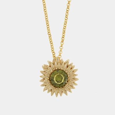 Collana in Metallo fiore con cristallo verde - BYSIMON gioielli