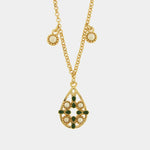 Collana in Metallo a goccia con maiolica verde - BYSIMON gioielli
