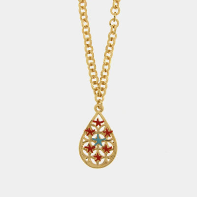 Collana in Metallo a goccia con stelle marine rosse - BYSIMON gioielli