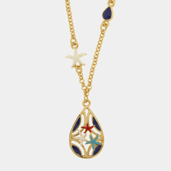 Collana in Metallo a goccia con stelle marine - BYSIMON gioielli