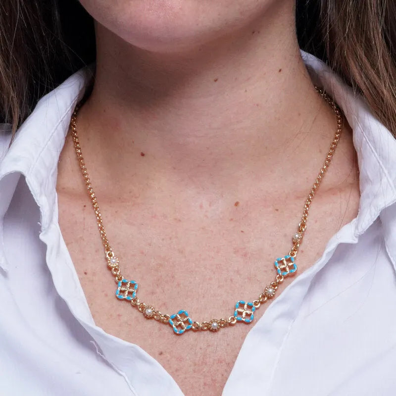 Collana in Metallo maioliche azzurre - BYSIMON gioielli