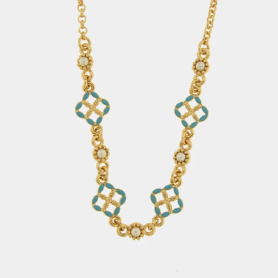 Collana in Metallo maioliche azzurre - BYSIMON gioielli