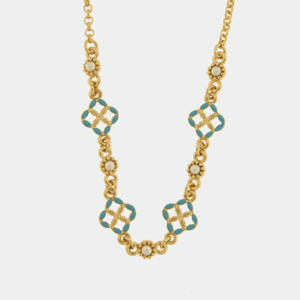 Collana in Metallo maioliche azzurre - BYSIMON gioielli