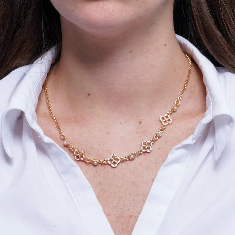 Collana in Metallo maioliche bianche - BYSIMON gioielli
