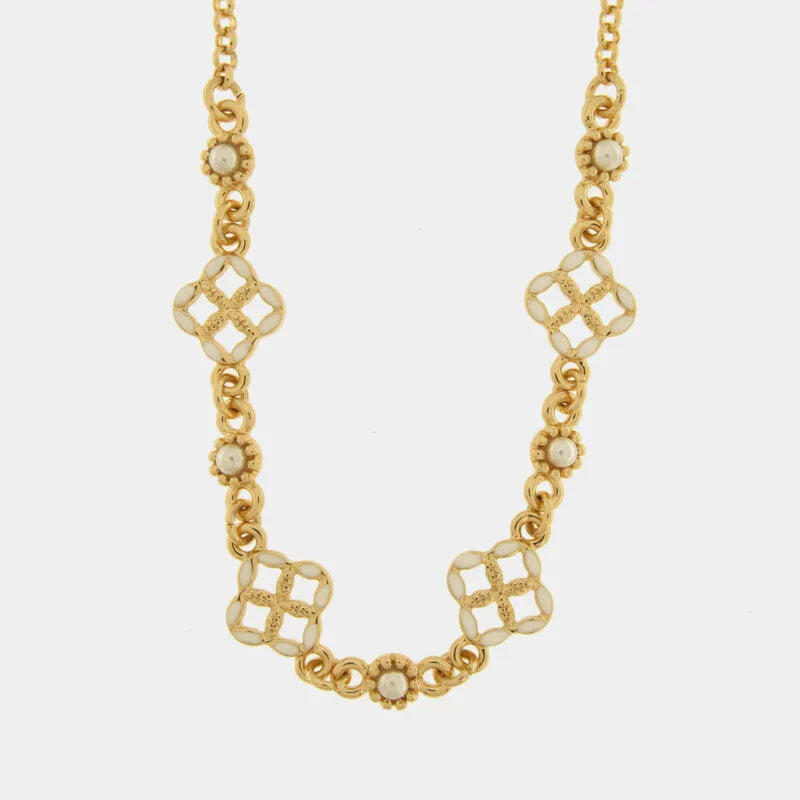 Collana in Metallo maioliche bianche - BYSIMON gioielli