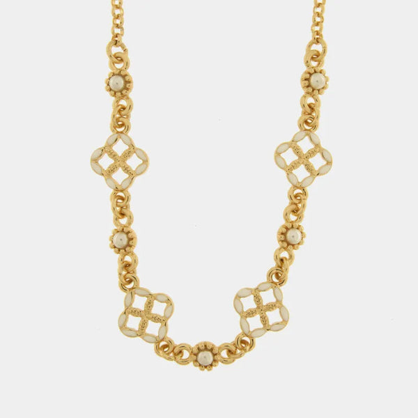 Collana in Metallo maioliche bianche - BYSIMON gioielli