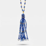 Collana in Metallo lunga donna nappa perline blu cobalto placcato oro AMOVENEZIA - gioiello BySimon