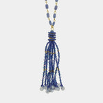 Collana in Metallo lunga donna nappa perline blu cobalto placcato oro AMOVENEZIA - gioiello BySimon