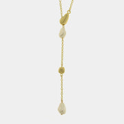 Collana in Metallo lariat donna charm perle barocche dorate placcato oro