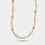 Collana in Metallo donna perle bianche e barre dorate placcato oro - BYSIMON gioielli