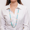 Collana in Metallo donna pietre dure turchese azzurro cristalli placcato