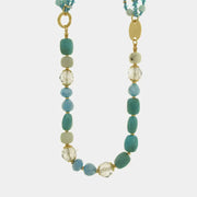 Collana in Metallo donna pietre dure turchese azzurro cristalli placcato