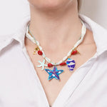 Collana in Metallo in tessuto e pendenti con simboli marini BYS - gioiello BySimon