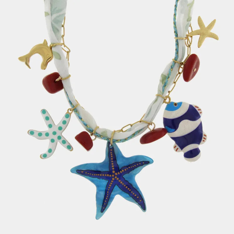 Collana in Metallo in tessuto e pendenti con simboli marini BYS - gioiello BySimon