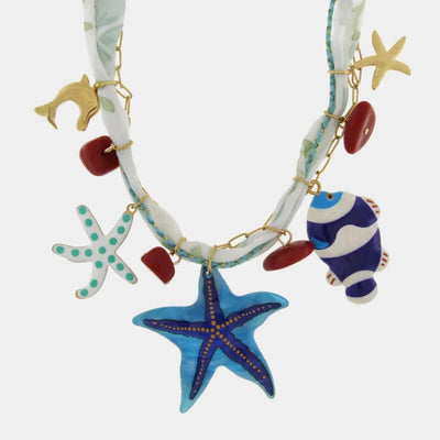Collana in Metallo in tessuto e pendenti con simboli marini BYS - gioiello BySimon