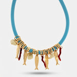 Collana in Metallo con girocollo azzurro e pendenti con simboli marini BYS - gioiello BySimon