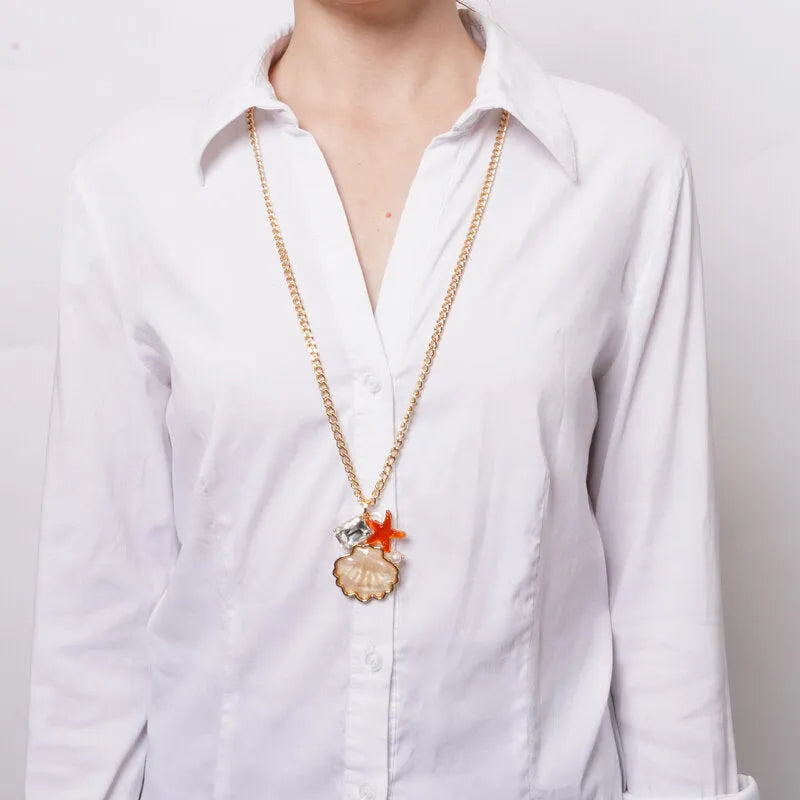 Collana in Metallo con conchiglia e stella marina