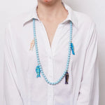 Collana in Metallo con sfere azzurre e pesciolini pendenti BYS - gioiello BySimon