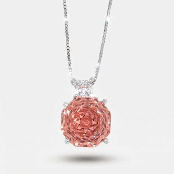 Collana in Metallo con zircone rosa centrale - BYSIMON gioielli