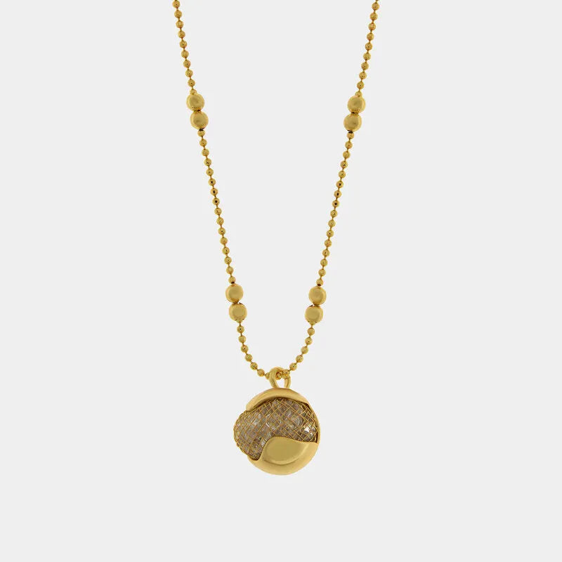Collana in Metallo donna con catena a sfere dorate e pendente sferico centrale dal design bombato