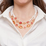 Collana in Metallo multifilo con cristalli rosa - BYSIMON gioielli