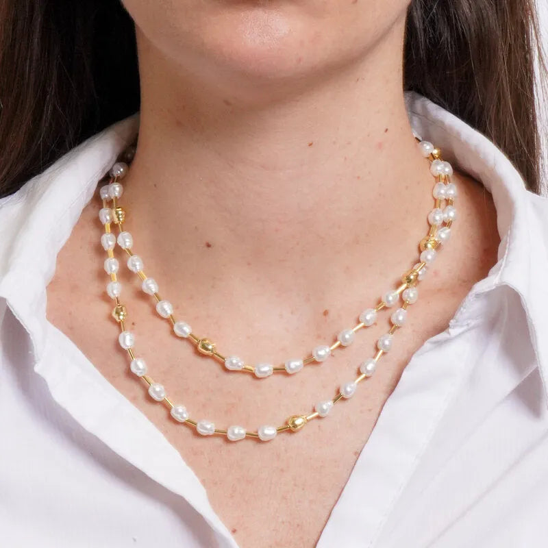 Collana in Metallo multifilo sfere e tubicini