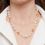 Collana in Metallo cristalli rosa e perle - BYSIMON gioielli