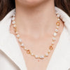 Collana in Metallo cristalli rosa e perle - BYSIMON gioielli