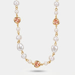Collana in Metallo cristalli rosa e perle - BYSIMON gioielli