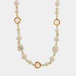 Collana in Metallo cristalli rosa e perle - BYSIMON gioielli