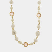 Collana in Metallo cristalli rosa e perle - BYSIMON gioielli