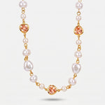 Collana in Metallo cristalli rosa e perle - BYSIMON gioielli