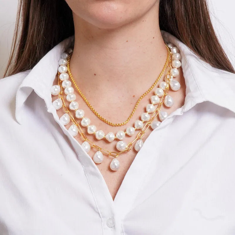 Collana in Metallo multifilo catene e gocce