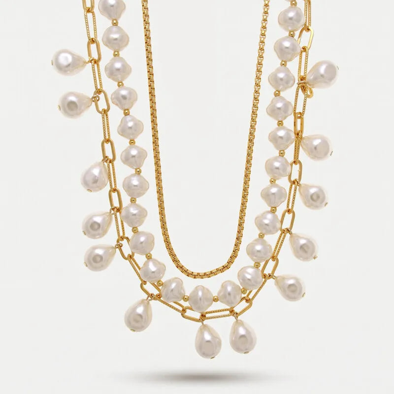Collana in Metallo multifilo catene e gocce