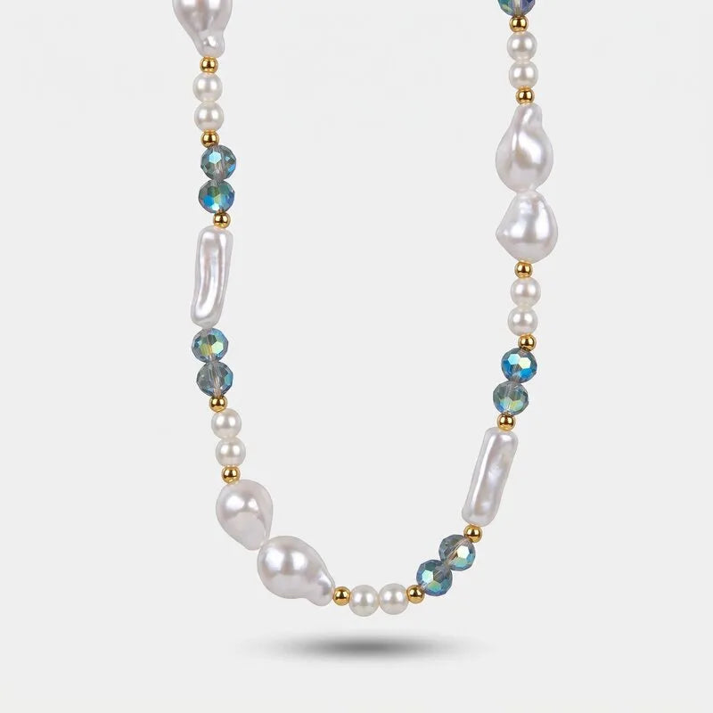 Collana in Metallo sfere irregolari e cristalli