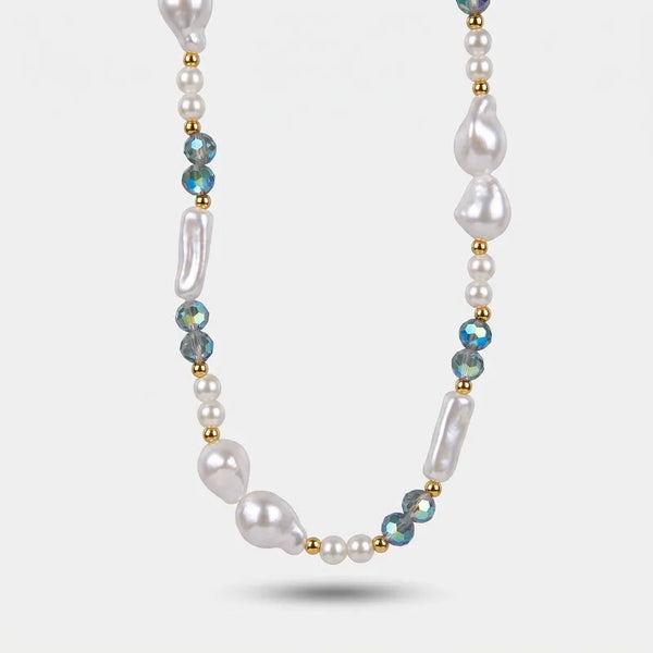 Collana in Metallo sfere irregolari e cristalli
