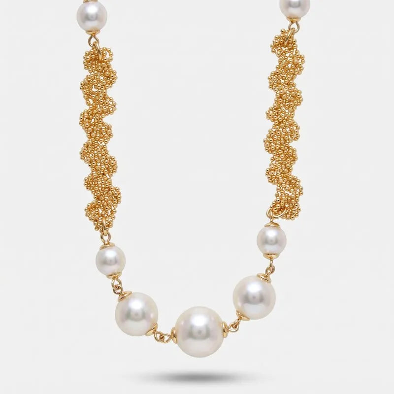 Collana in Metallo perle avorio e dorati lavorati