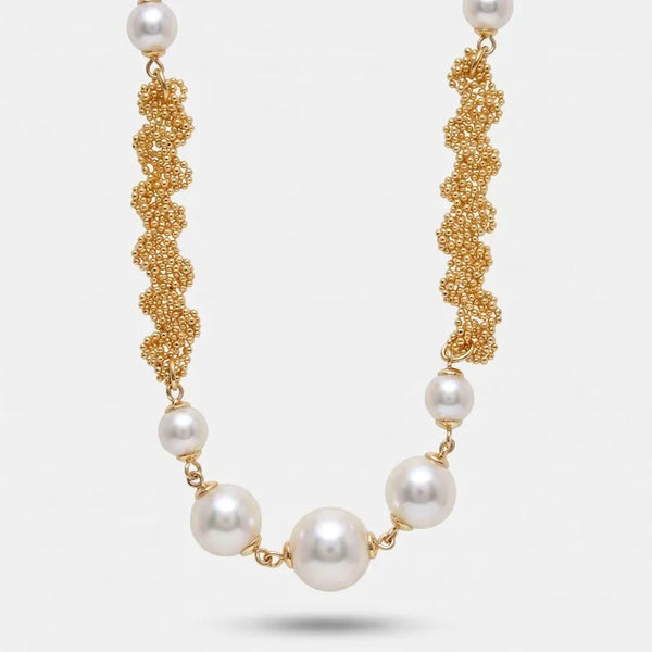 Collana in Metallo perle avorio e dorati lavorati