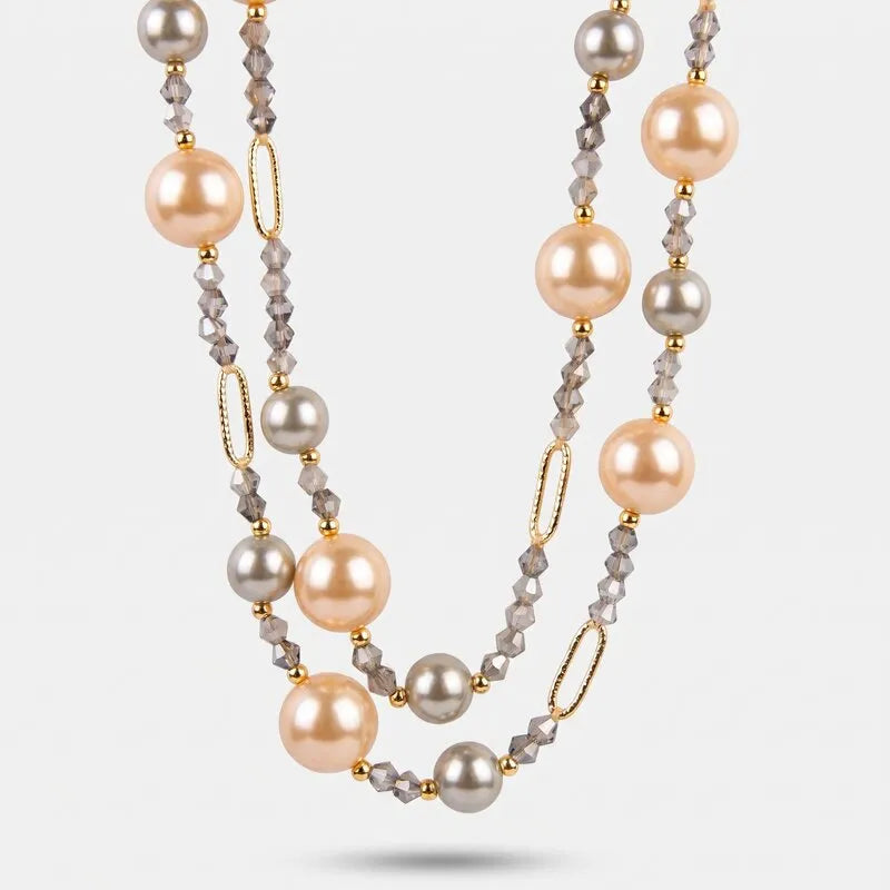 Collana in Metallo multifilo perle e cristalli