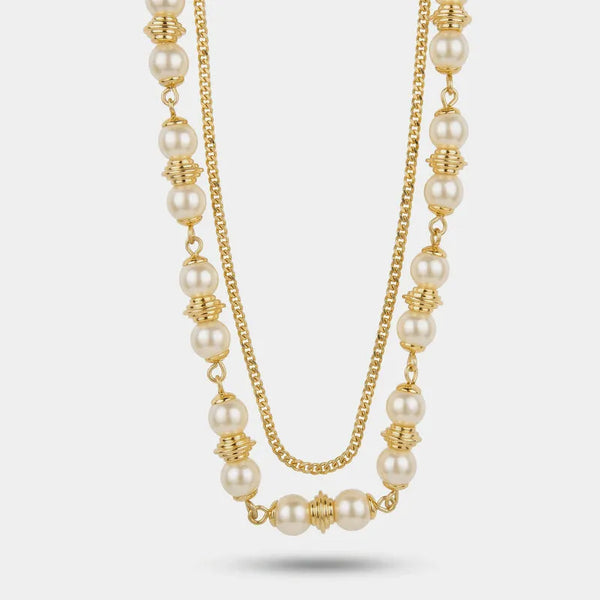 Collana in Metallo doppio filo catena e sfere