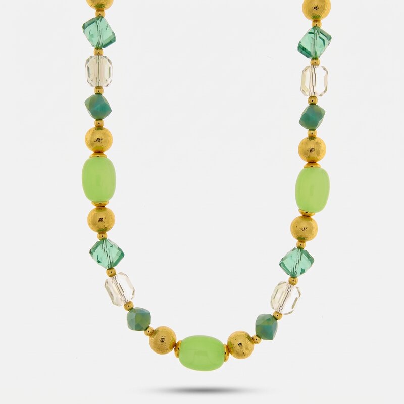 Collana in Metallo cristalli verdi - BYSIMON gioielli