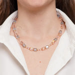 Collana in Metallo giro di cristalli rosa - BYSIMON gioielli