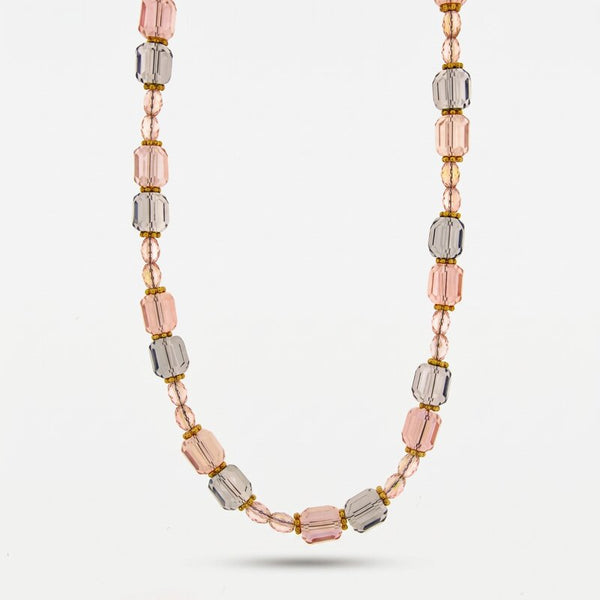 Collana in Metallo giro di cristalli rosa - BYSIMON gioielli