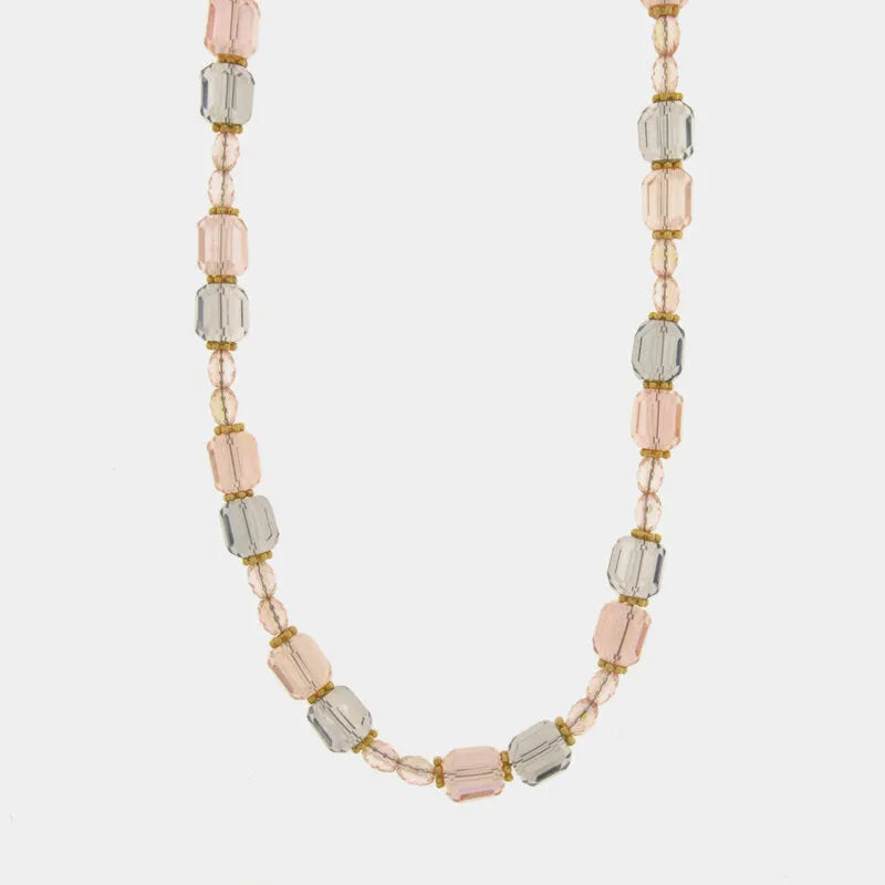 Collana in Metallo giro di cristalli rosa - BYSIMON gioielli