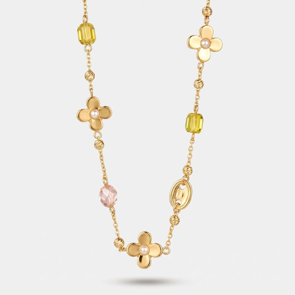 Collana in Metallo fiori con cristalli - BYSIMON gioielli