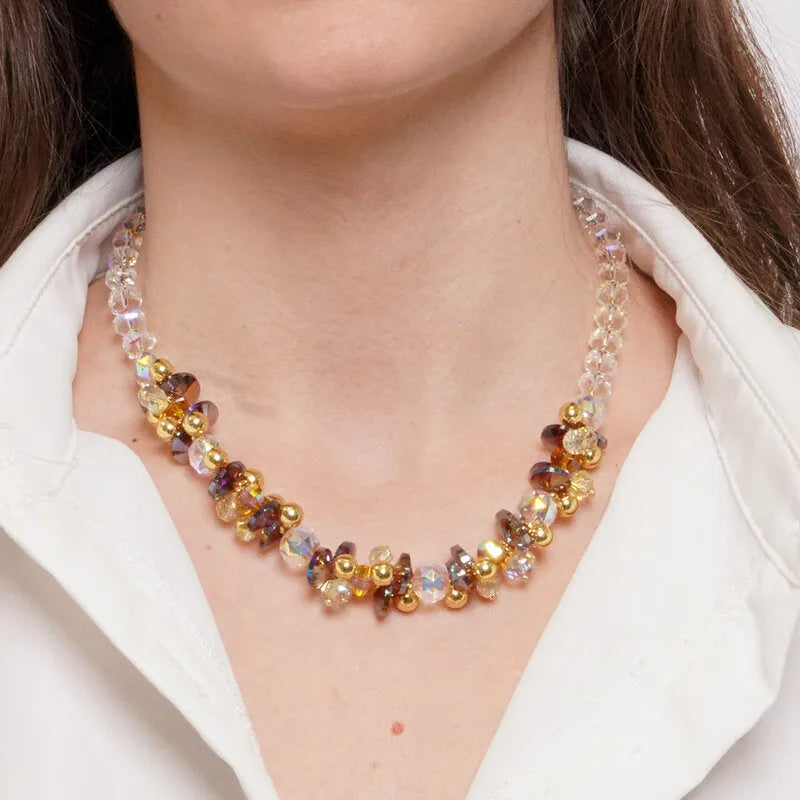 Collana in Metallo giro di cristalli colorati - BYSIMON gioielli