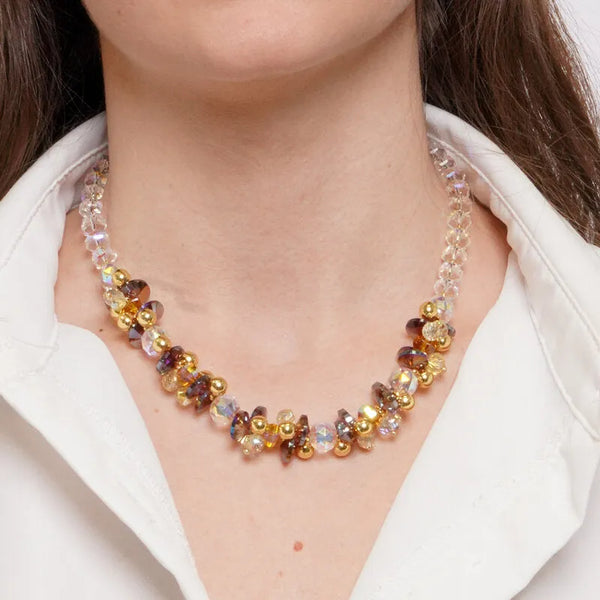 Collana in Metallo giro di cristalli colorati - BYSIMON gioielli